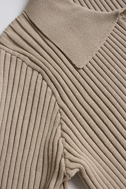 Solid Color Retro Knit Blouse