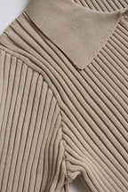 Solid Color Retro Knit Blouse