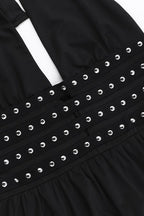 Halter Studded Deep V Knit Top