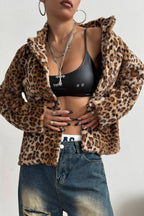 Leopard Print Button Up Thick Coat