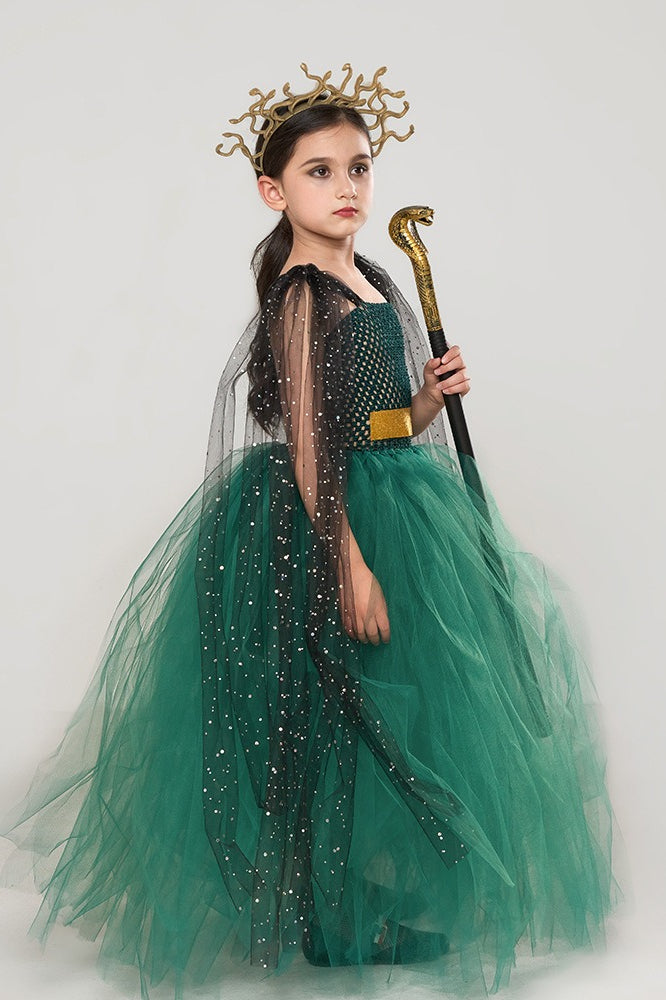 Green Medusa Dress Kid Halloween Costume