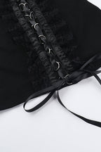 Gothic Lace Trim Buckle Knit Top