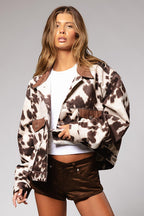 Camouflage Colorblock Denim Coat