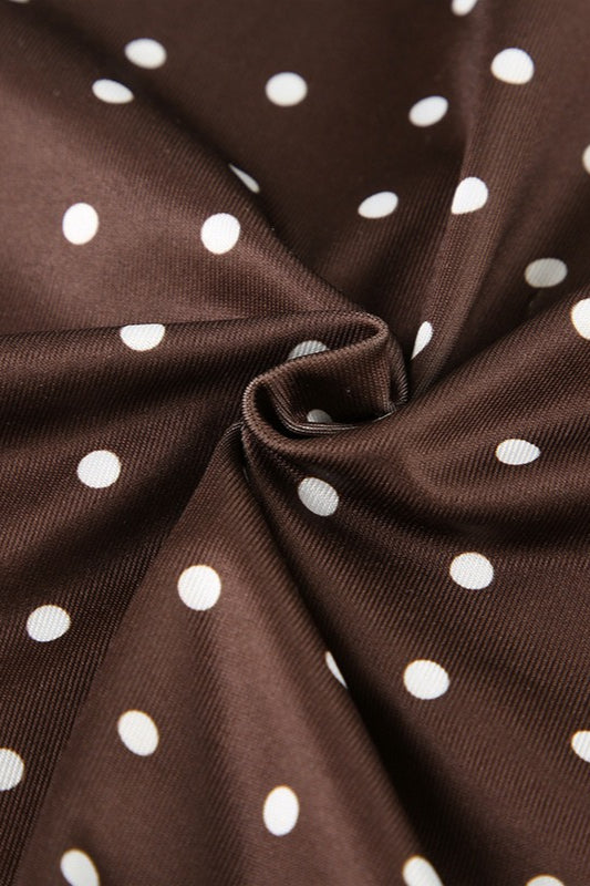 Polka Dot Color-Block V-Neck Bodycon Mini Dress