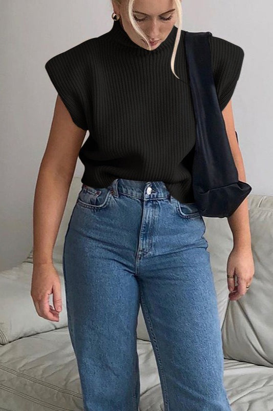 Vintage Turtleneck Short Sleeve Sweater