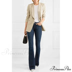 FD High Quality Stretch Slim Flare Women's 2024 New Autumn and Winter High Waist Denim Jean