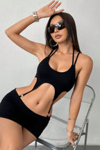 Backless Two Tone Cami Bodycon Mini Dress