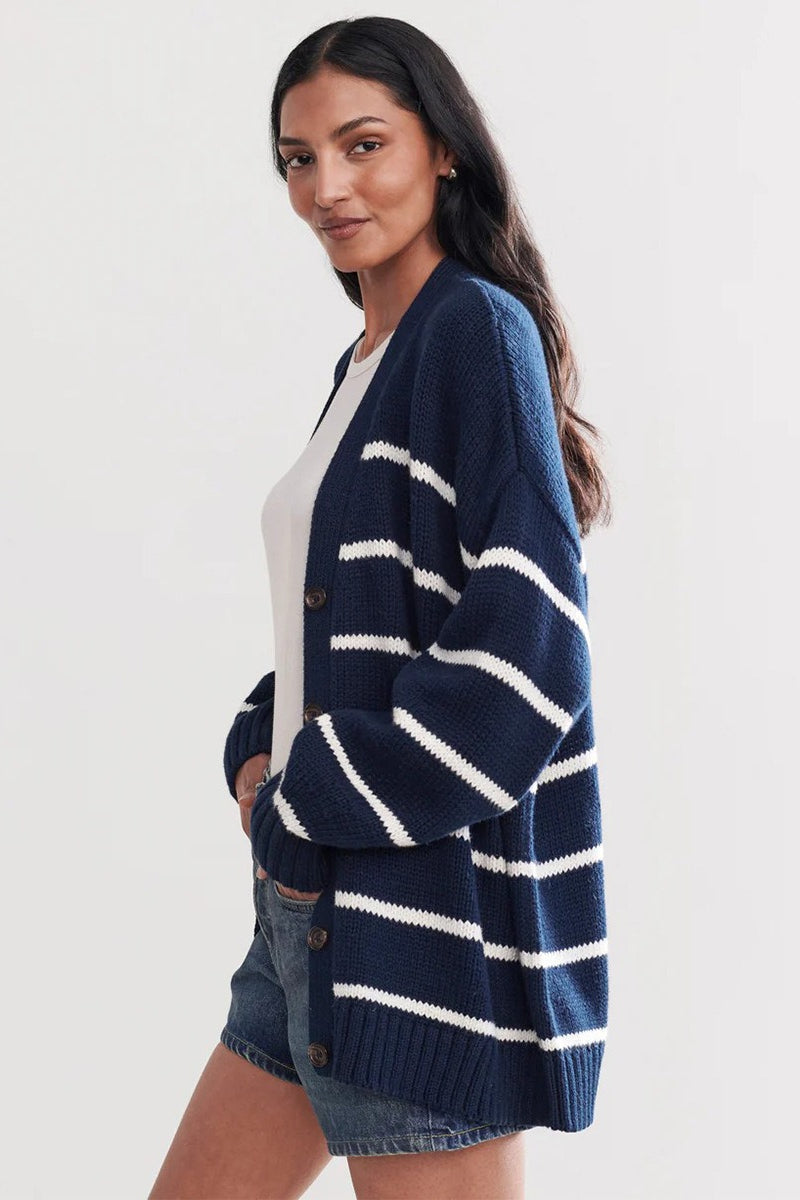 Cotton Striped Cardigan Sweater