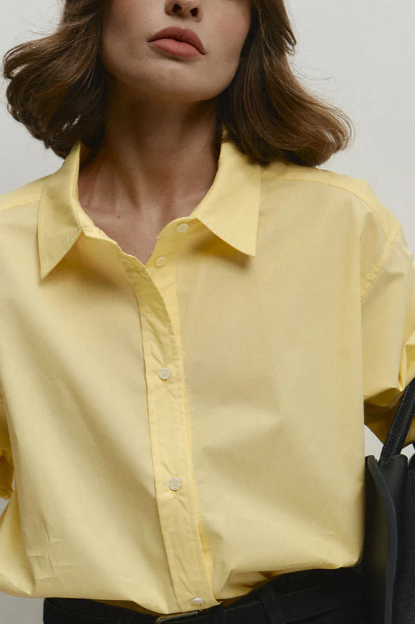 Yellow Cotton Button-Up  Blouse