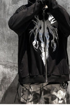 Graphic Zip Up Oversized Hoodie