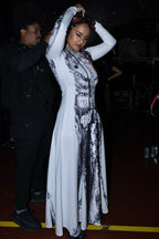 Halloween Black Floral High Neck Long Sleeve Dress