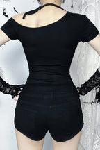 Gothic One Shoulder Print T-Shirt