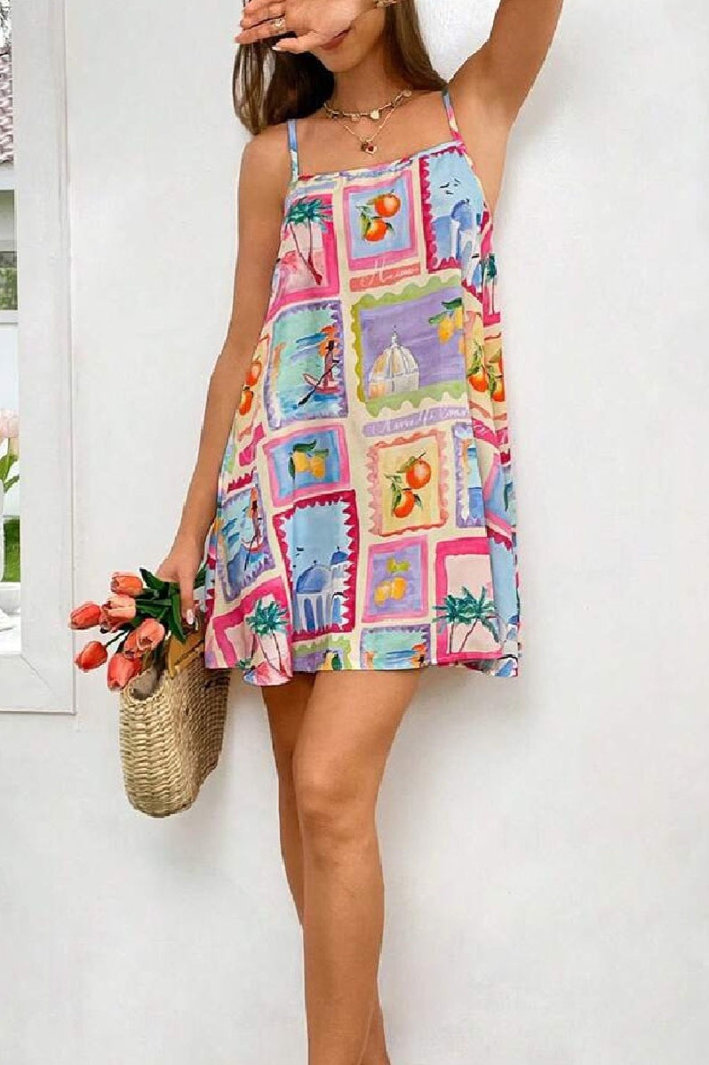 Bohemian Print Sleeveless Boho Dress