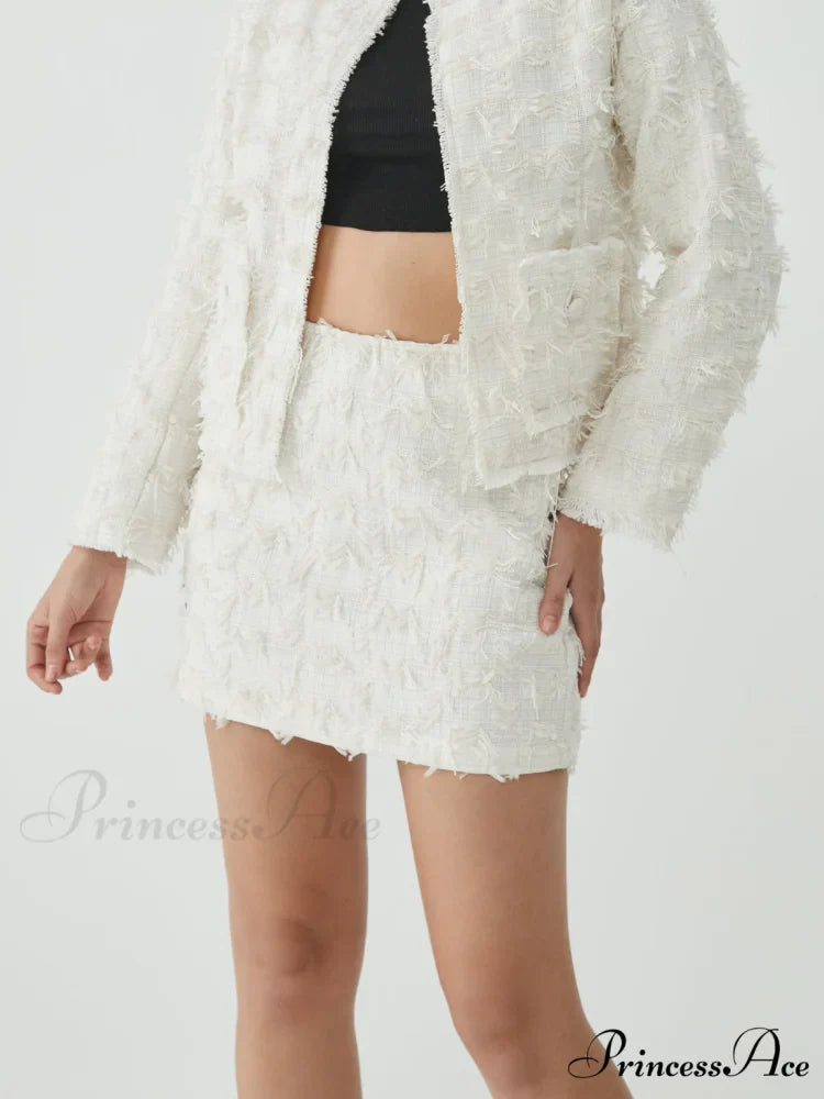 Feather Decorated Graceful Mini Skirt