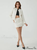 Feather Decorated Graceful Mini Skirt
