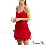 Feather Sequin Off-Shoulder Mini Party Dress