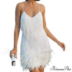 Feather Sequin Off-Shoulder Mini Party Dress
