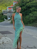 Feather Mock Turtleneck Dress