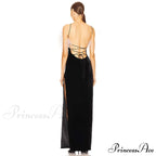 Feather Split Maxi Party Dress