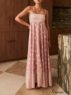 Featured Loose Polka Dot Graceful Stripe Patchwork Maxi Dress