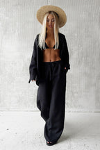 Cotton Loose Long Sleeve Blouse & Pants Set