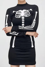 Skull Print Bodycon Mini Dress