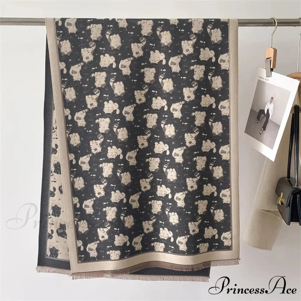 Feline Pattern Cashmere Winter Cozy Scarf