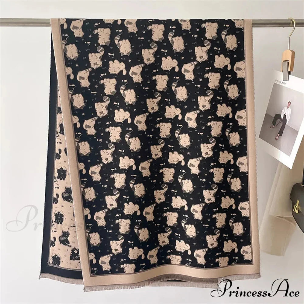 Feline Pattern Cashmere Winter Cozy Scarf