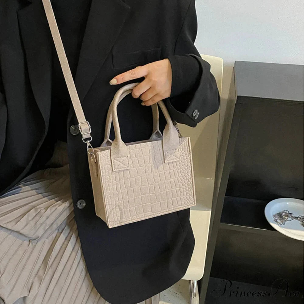 Felt Petite Tote Fall Winter Little Square Handbag