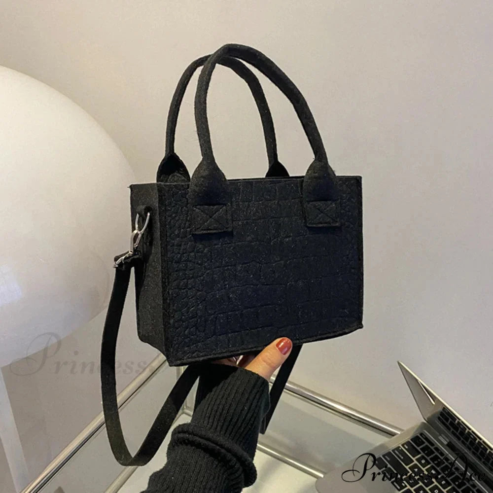Felt Petite Tote Fall Winter Little Square Handbag