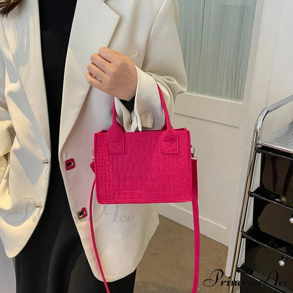 Felt Petite Tote Fall Winter Little Square Handbag