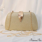 Females Foliage Pattern Clutch Bag Sparkle Chain Purse