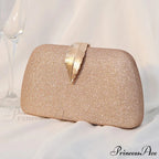 Females Foliage Pattern Clutch Bag Sparkle Chain Purse