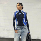 Females Urban Contrast-hue Pattern Slim Moto Jumpsuits Knitted Top