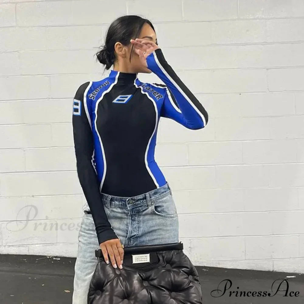 Females Urban Contrast-hue Pattern Slim Moto Jumpsuits Knitted Top