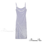 Festive Cheer Velvet Charming Slit Midi Dress