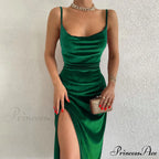 Festive Cheer Velvet Charming Slit Midi Dress