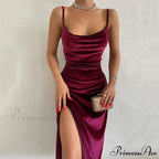 Festive Cheer Velvet Charming Slit Midi Dress