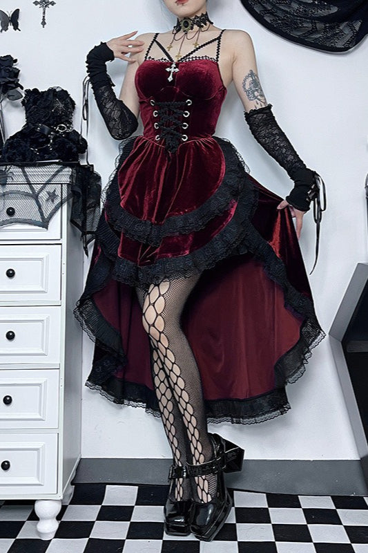 Gothic Lace-Up Waist Halloween Dress