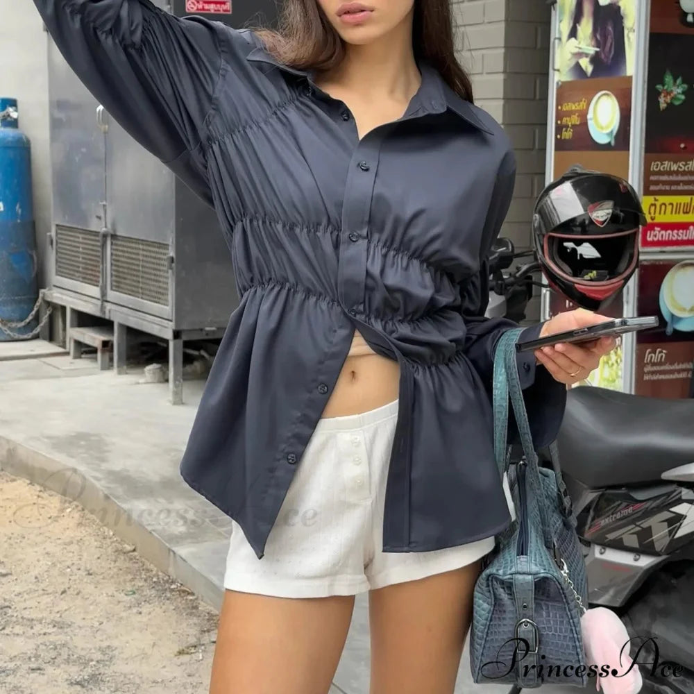 Firm Gathered Neck Blouse