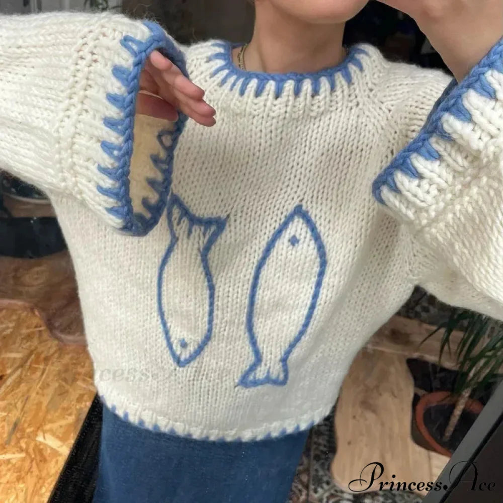 Fish Different Shade Crew Neck Cozy Jumper
