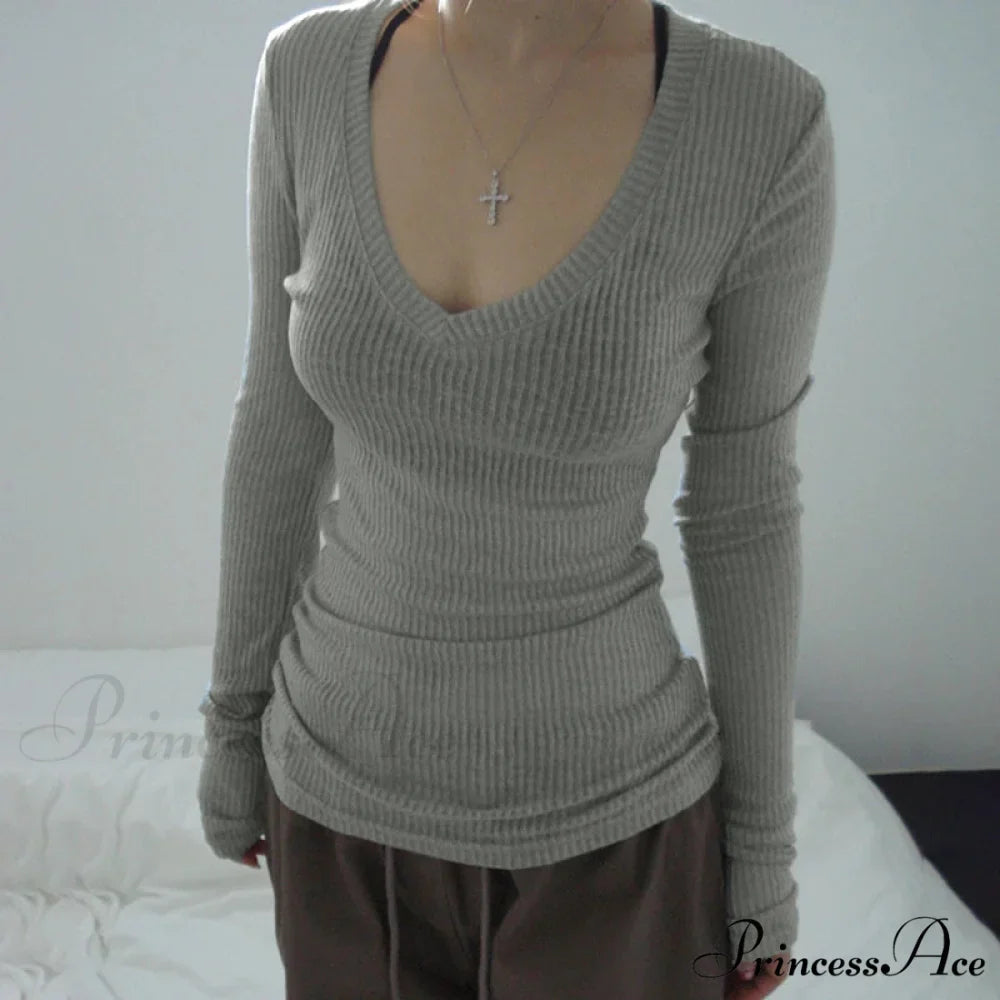 Fitted Cropped Sheer V-neck Blouse Women