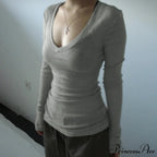 Fitted Cropped Sheer V-neck Blouse Women