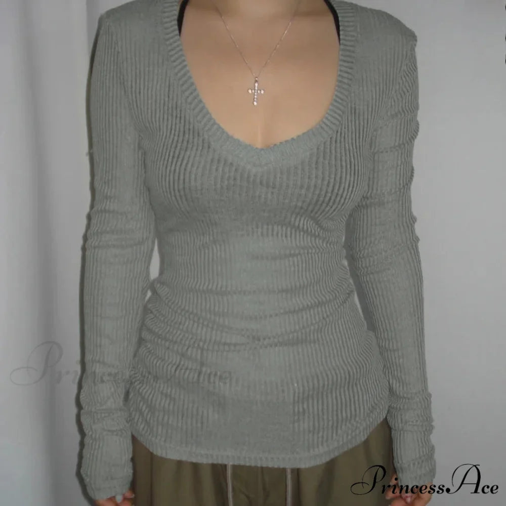 Fitted Cropped Sheer V-neck Blouse Women