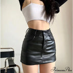Fitted High Waist Faux Leather Skirt