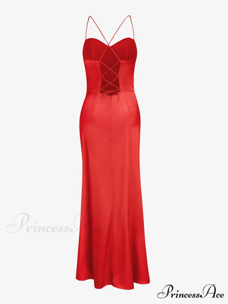 Fitted Satin Stylish Maxi Dress