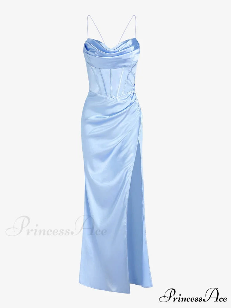 Fitted Satin Stylish Maxi Dress