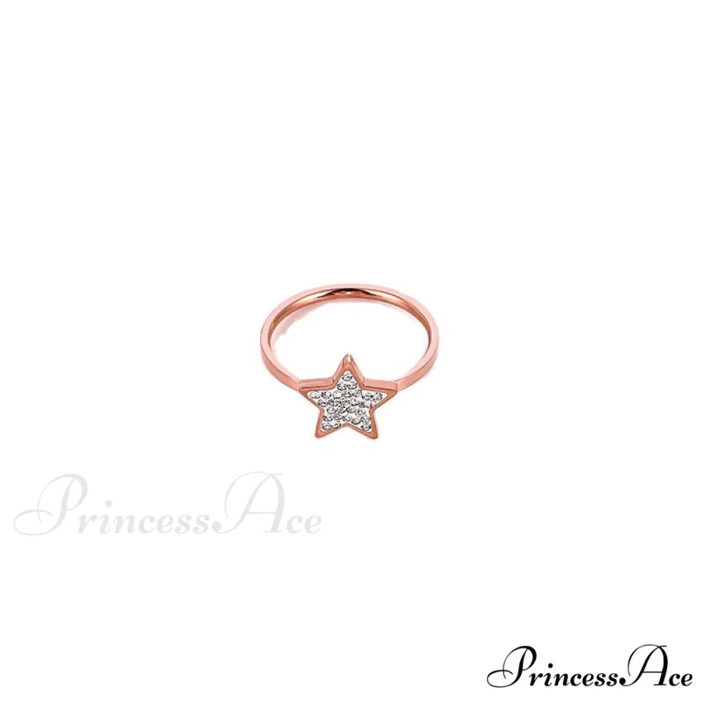 Five-pointed Star Full Diamond Titanium Steel Ring