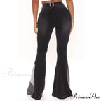 Flare for Women Patchwork Casual Fashion Slim High Waist Vintage Streetwear Stretch Women Jean