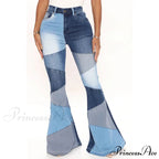 Flare for Women Patchwork Casual Fashion Slim High Waist Vintage Streetwear Stretch Women Jean